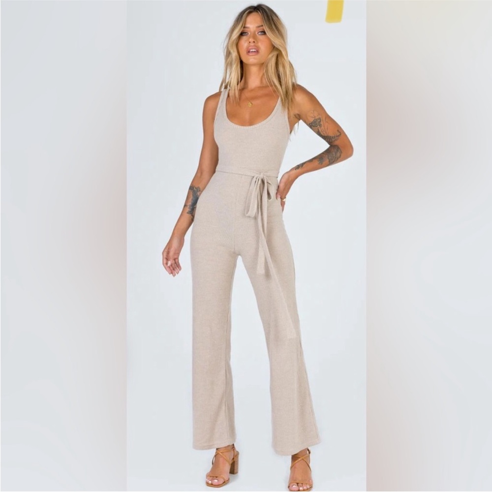 Princess Polly Beige Knit Jumpsuit